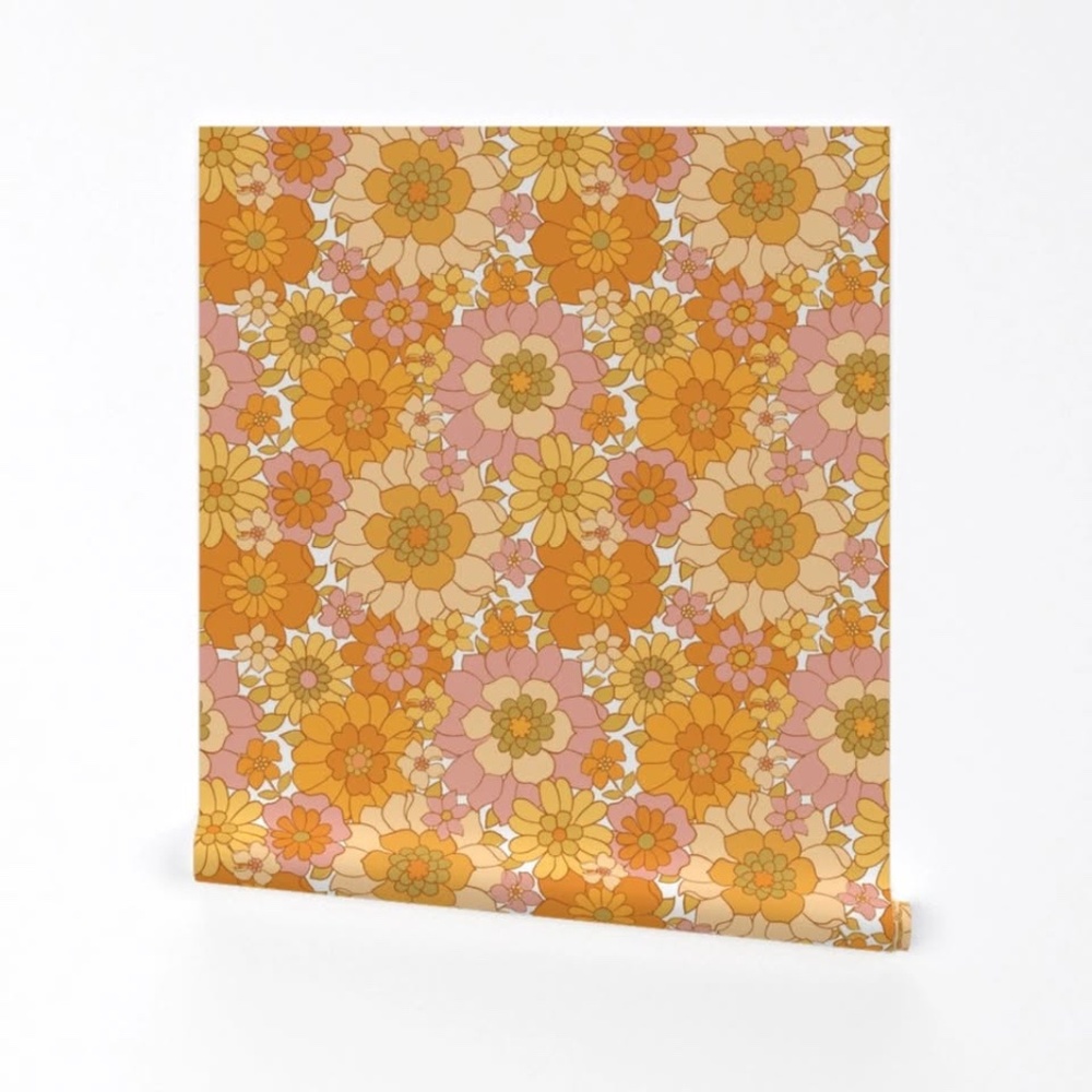 UNOPENED ETSY 1970s Floral Wallpaper. 2 Rolls included. Roll Size:24" x 144".